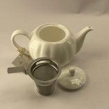 Porcelán tök alakú teáskanna szűrővel