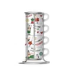   Bialetti Trikolor Cappuccino csésze szett állvánnyal 4db-os