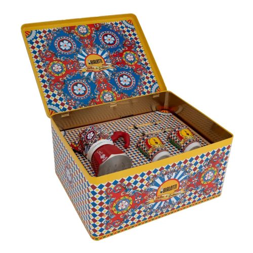 Bialetti Dolce&Gabbana Moka Express kávéfőző 2 adag + Dolce&Gabbana csésze/ aranyozott keverő szett Díszdobozban D&G