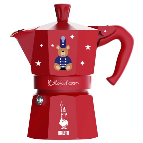 Bialetti karácsonyi Maci - Moka Express kotyogós kávéfőző 3 személyes piros