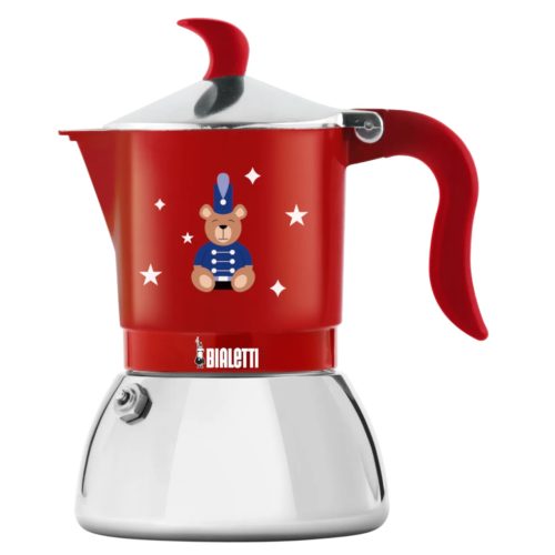 Bialetti Karácsonyi Maci - Fiammetta Induction kotyogós kávéfőző 2 személyes piros