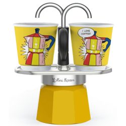   Bialetti Mini Express Lichtenstein 2 személyes kotyogós kávéfőző szett