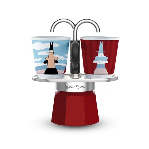Bialetti  Mini Express Magritte 2 személyes kotyogós kávéfőzős szett
