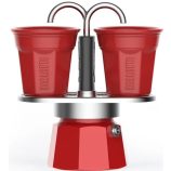Bialetti Mini Express 2 személyes kotyogós kávéfőzős szett piros