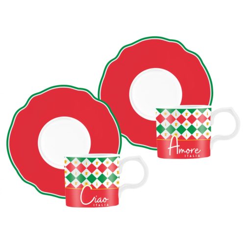 Bialetti Italia csésze- és csészealjszett, 2 db, 90 ml