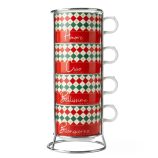 Bialetti Italia cappuccinós csészeszett állvánnyal, 4 db, 160 ml