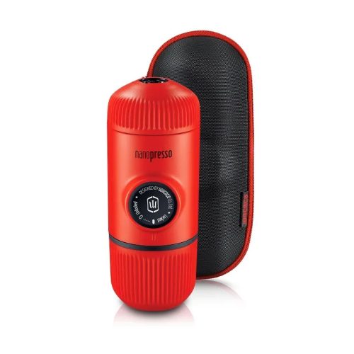 Wacaco Nanopresso hordozható kávéfőző őrölt kávéhoz, Láva vörös + kemény védőtok